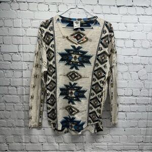 Vocal Cream and Blue Aztec Sweatshirt size medium